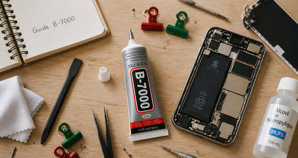 colle b-7000 et outils réparation smartphone