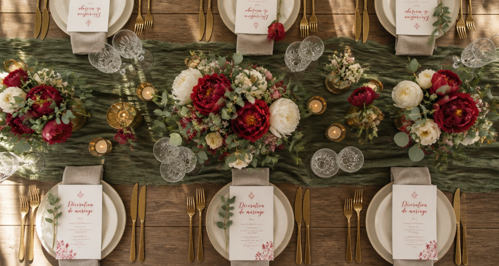 decos de mariage table décorée fleurs et bougies