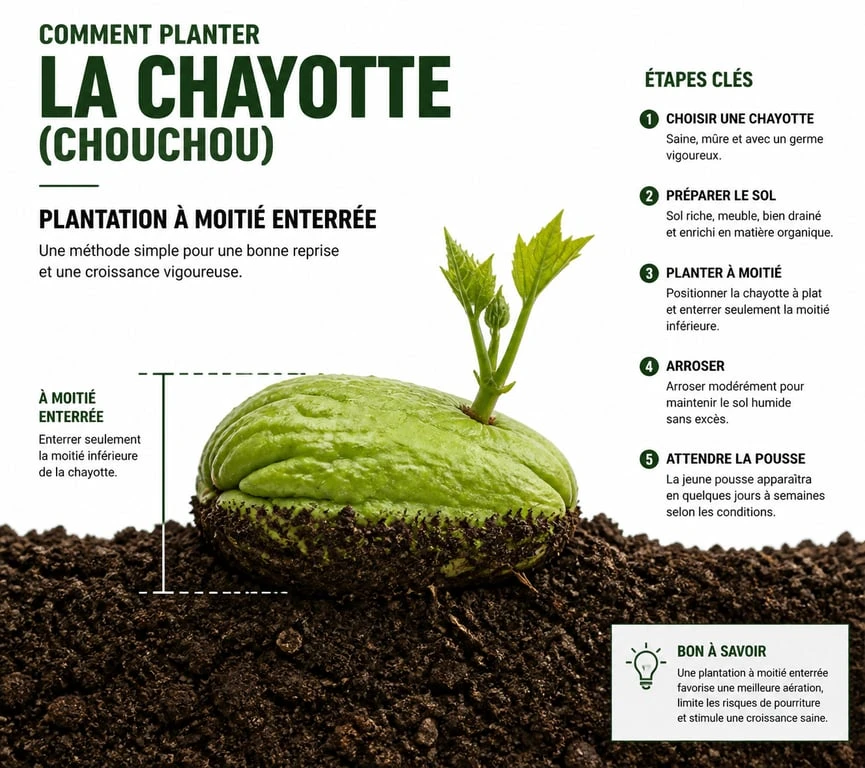 Schéma de plantation du chouchou : règle du centimètre pour planter une chayotte