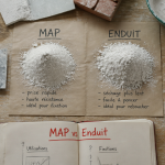 map enduit de rebouchage sur plan de travail atelier