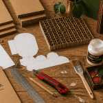 meuble en carton fabrication atelier avec outils et matériaux
