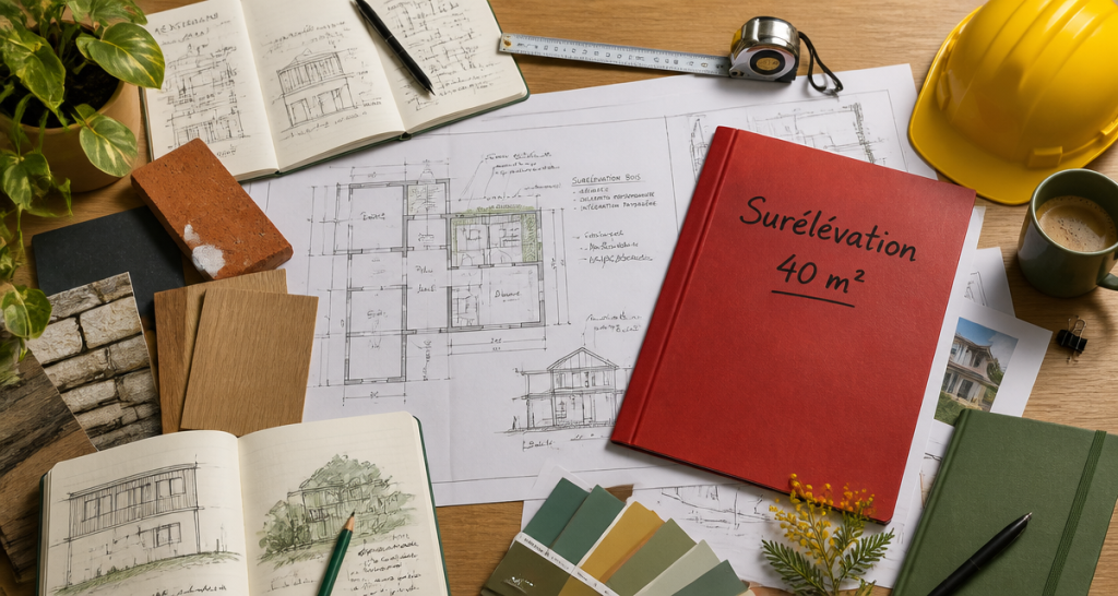 prix surélévation maison 40m2 plan architecte