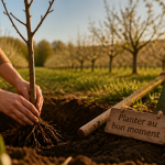 quand planter un arbre fruitier jeune pommier main terre