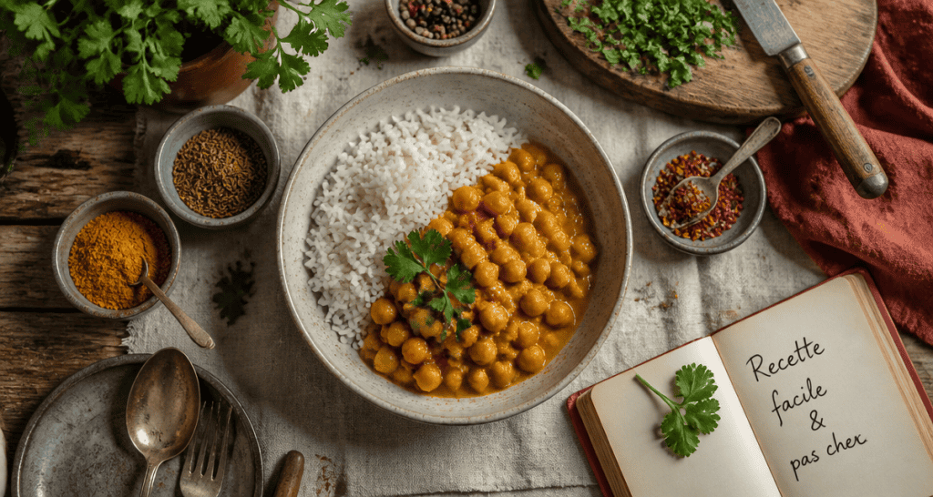 recette facile pas cher curry pois chiches et riz