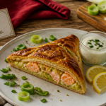 recette feuilleté salé saumon poireaux doré sur assiette