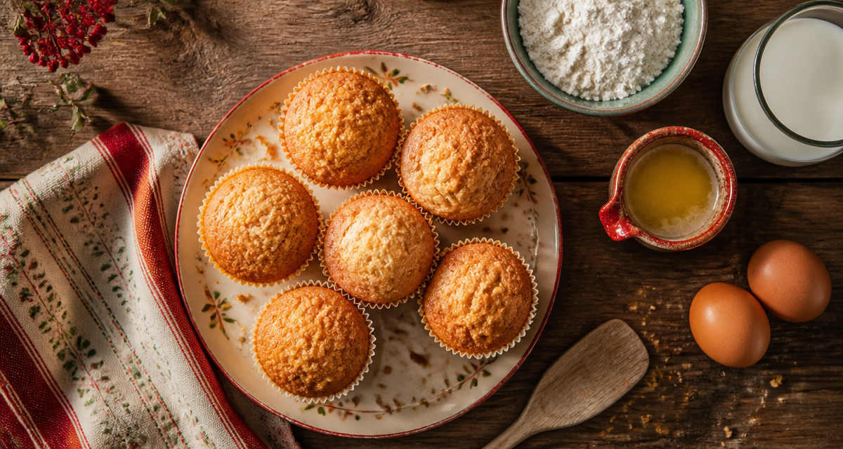 recette pour muffins nature sur table rustique