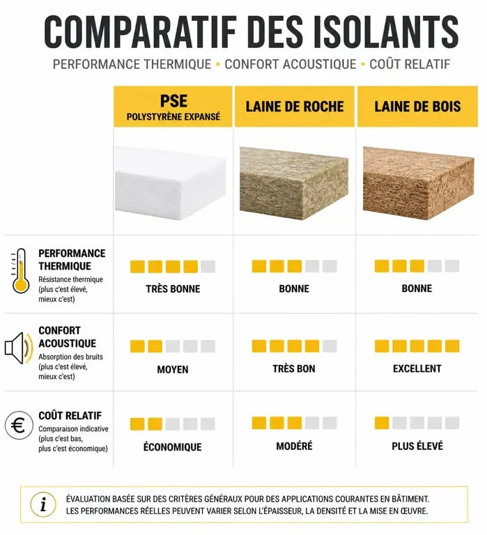 Comparatif des matériaux pour crépi isolant : PSE, Laine de roche et Laine de bois