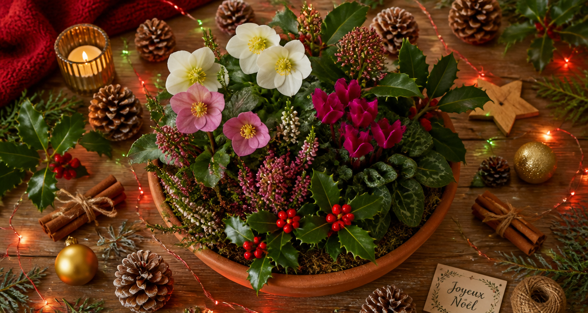 plante de noel exterieur jardiniere festive