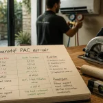 Prix clim réversible : devis PAC air-air sur table