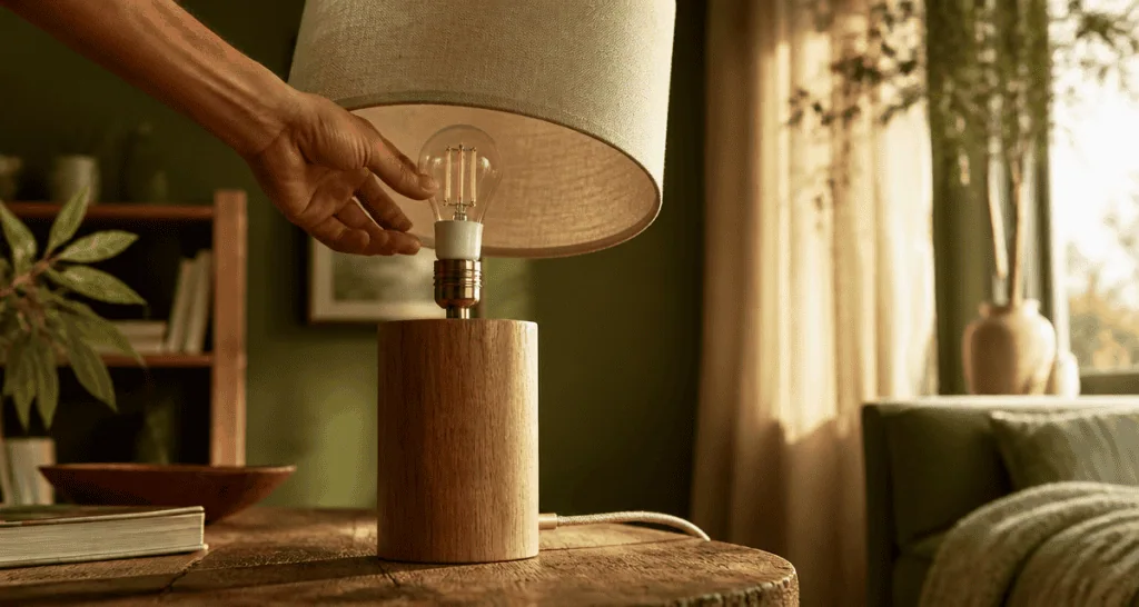 ampoule economique LED installée dans un salon