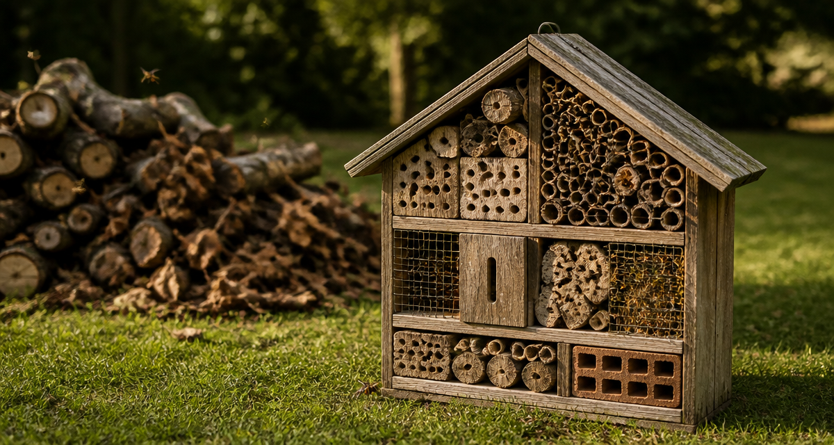 hôtel à insectes inconvénients sur pelouse