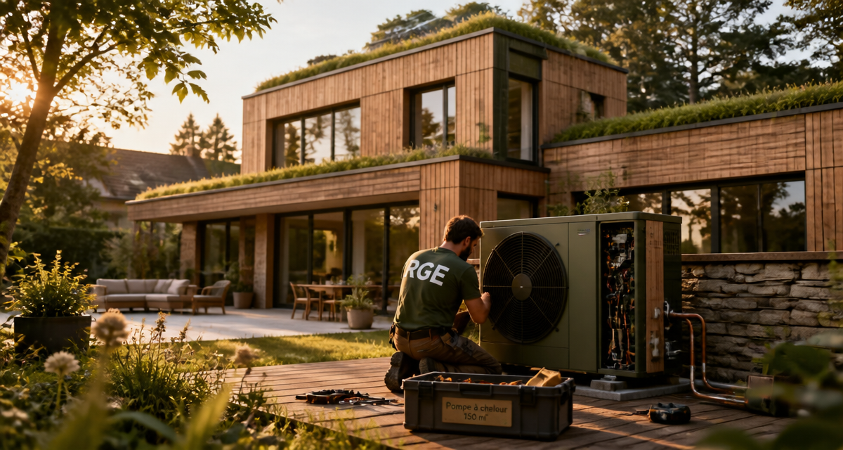 prix pompe à chaleur maison 150m2 technicien installant