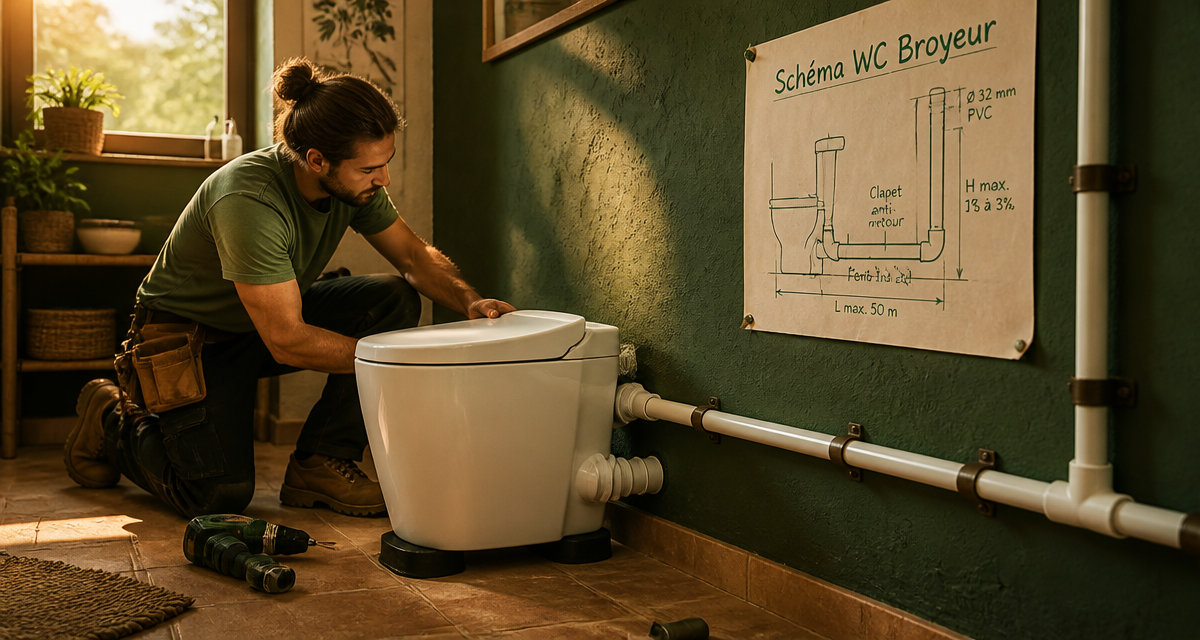 schema evacuation wc broyeur installation pvc 32 mm