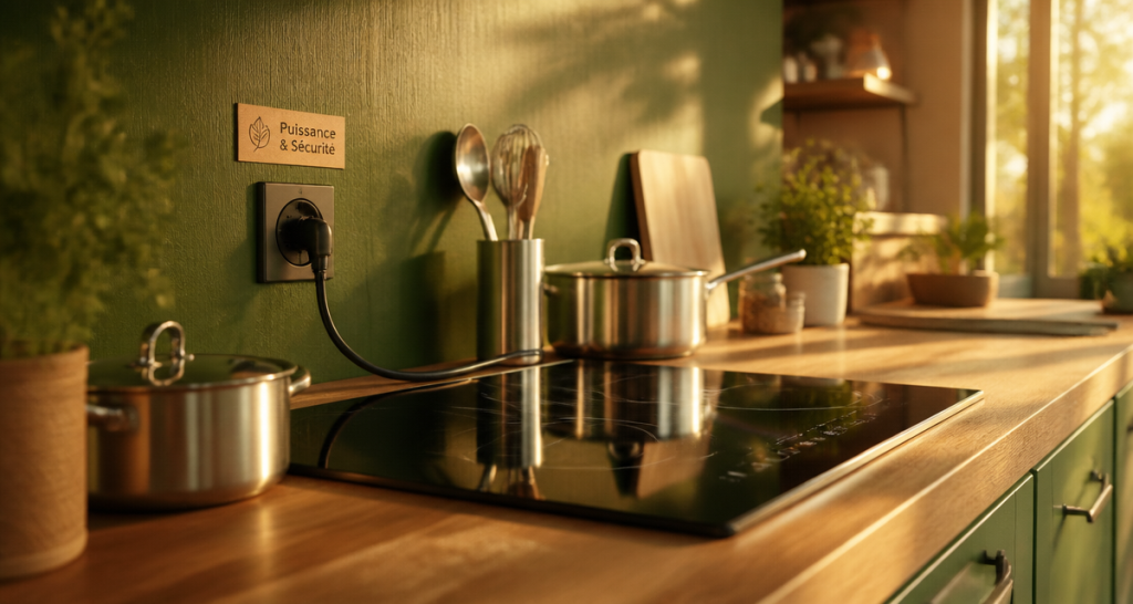 plaque induction quelle puissance sur plan bois cuisine