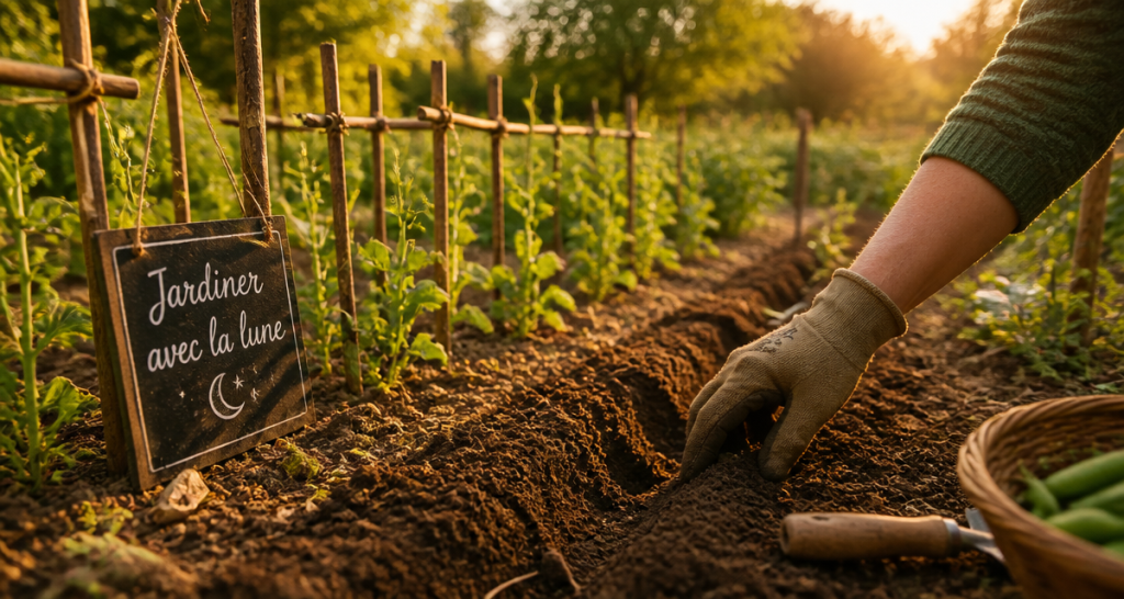 Quand semer les petit pois avec la lune, main semant au potager