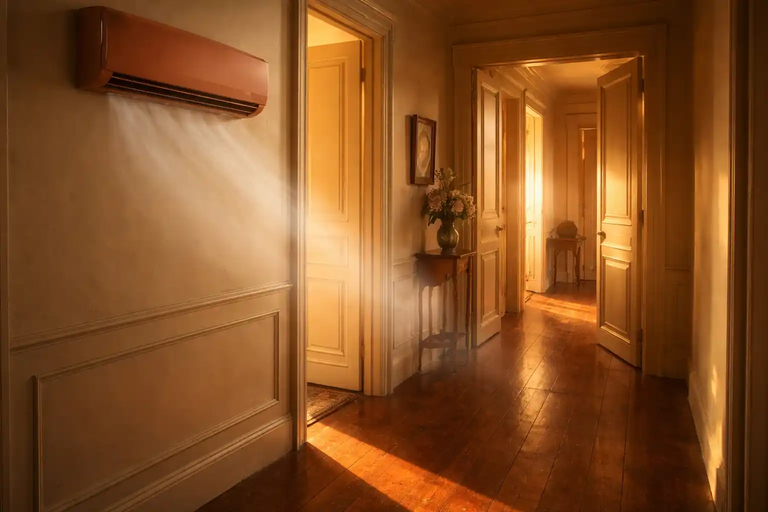 clim dans couloir pour refroidir les chambres maison ancienne