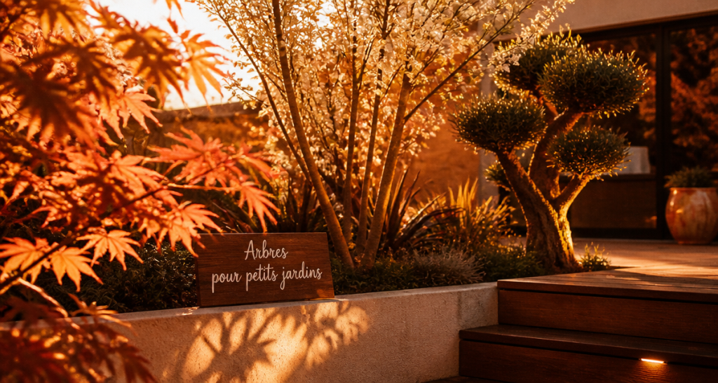 arbres pour petit jardin près d'une terrasse