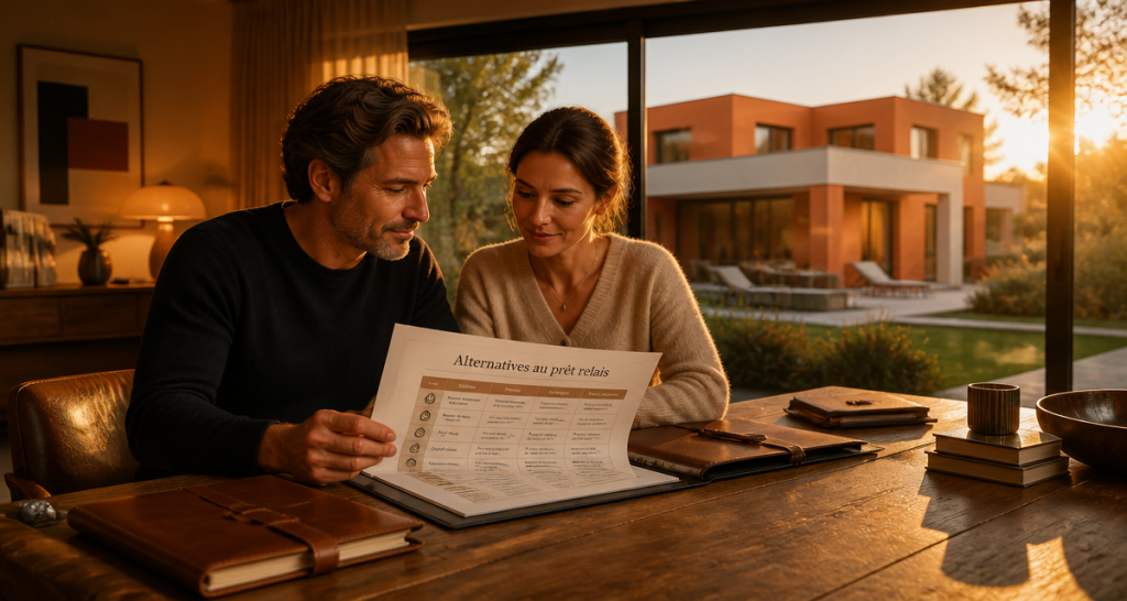 autre solution que le prêt relais, couple explore alternatives financement immobilier