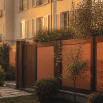 clôture jardin privatif copropriété bois et panneaux terracotta