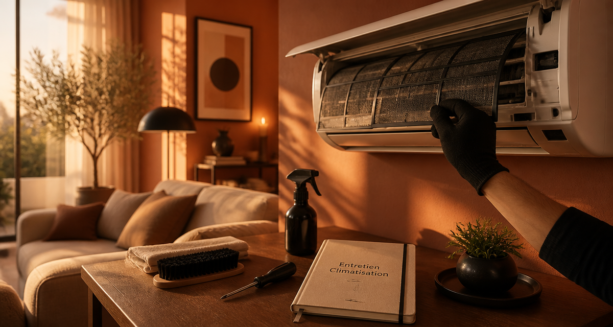entretien climatiseur filtre nettoyage salon