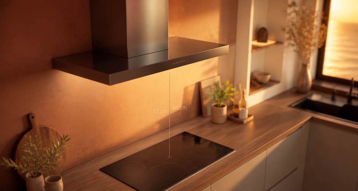 Hauteur plan de travail hotte vue cuisine