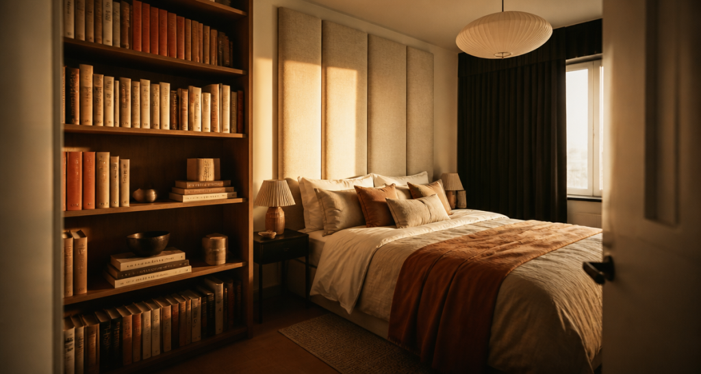 isolation phonique mur chambre sans travaux avec panneaux et rideau