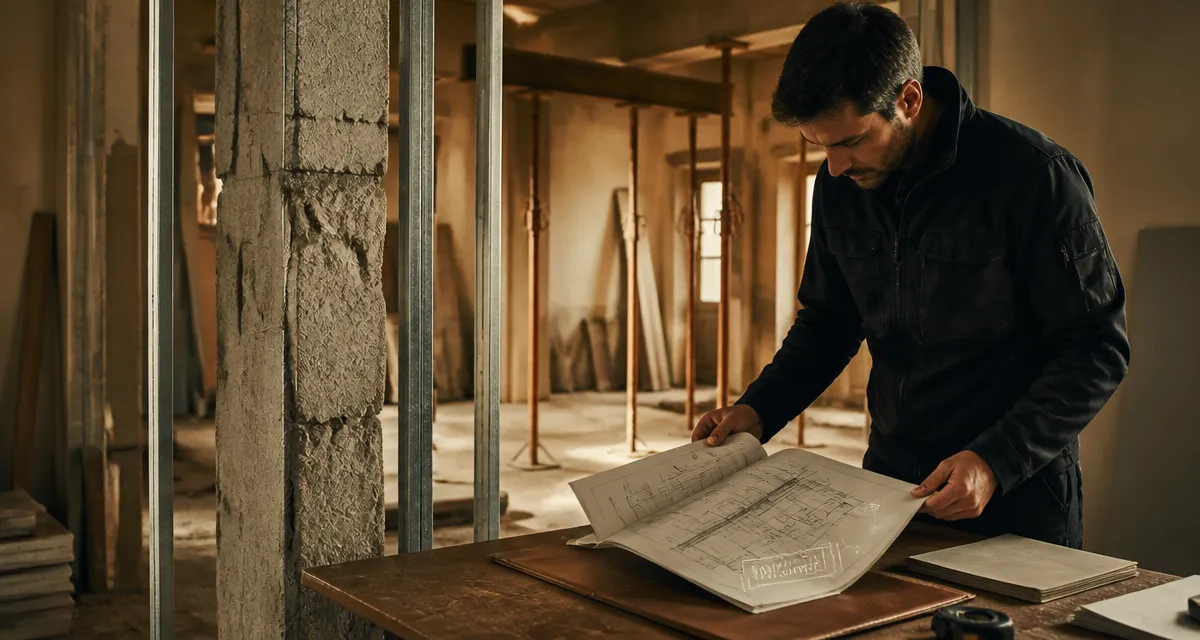 Comment reconnaitre un mur porteur : mur en béton examiné en rénovation