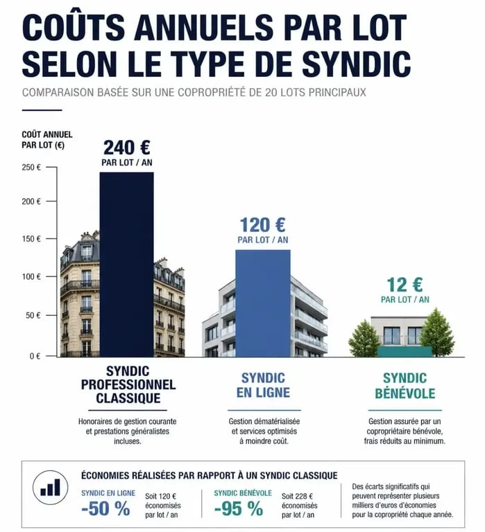 Comparatif des tarifs de syndic par lot pour une petite copropriété : professionnel, en ligne et bénévole