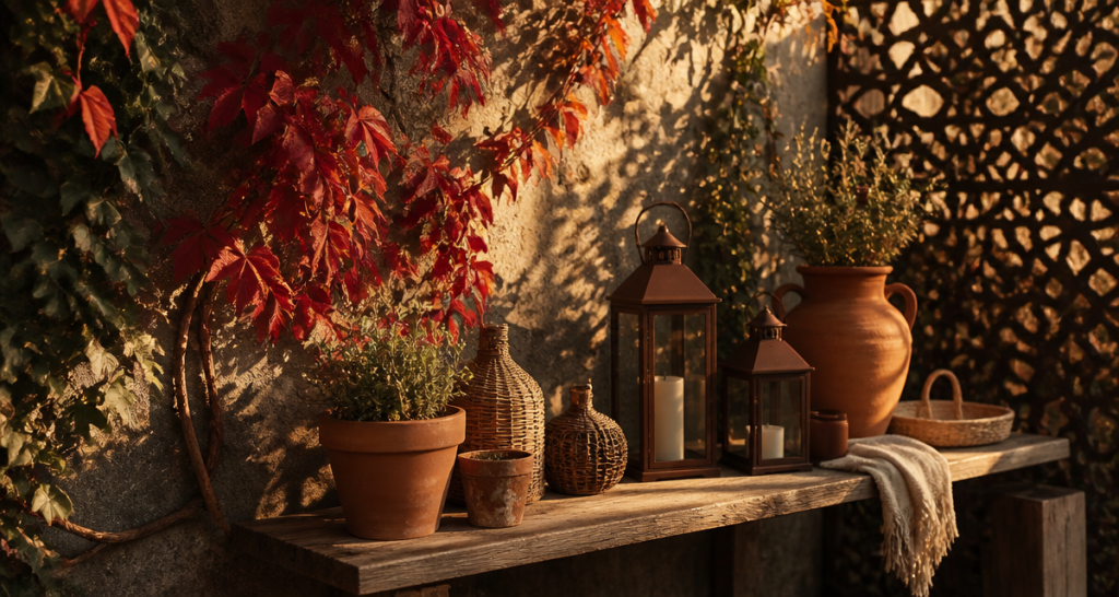 idee pour cacher un mur exterieur avec lierre et accessoires