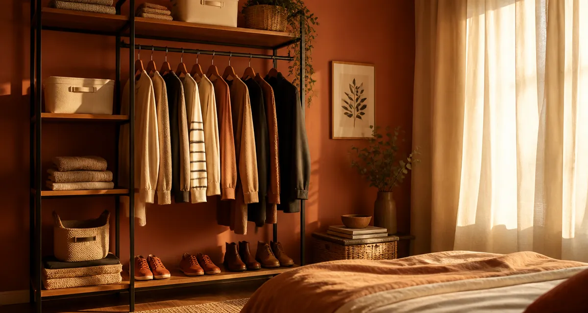 penderie simple organisée dans chambre élégante