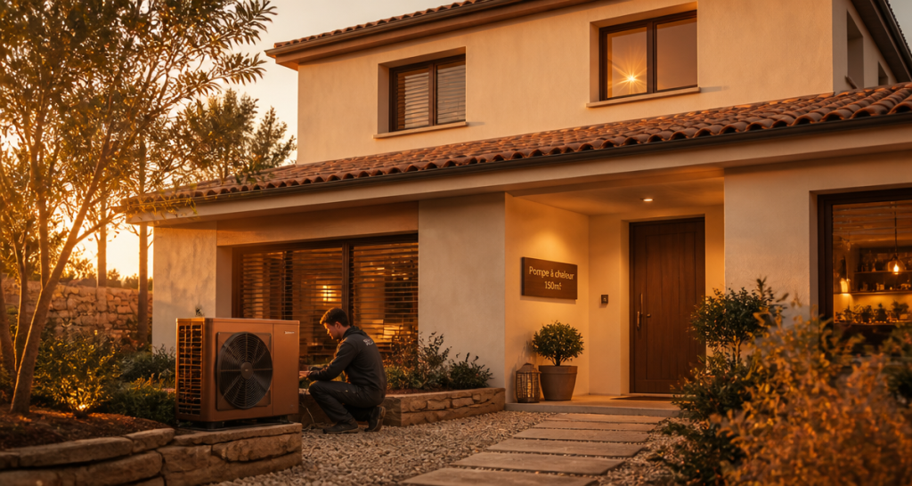 prix pompe à chaleur maison 150m2 façade technicien