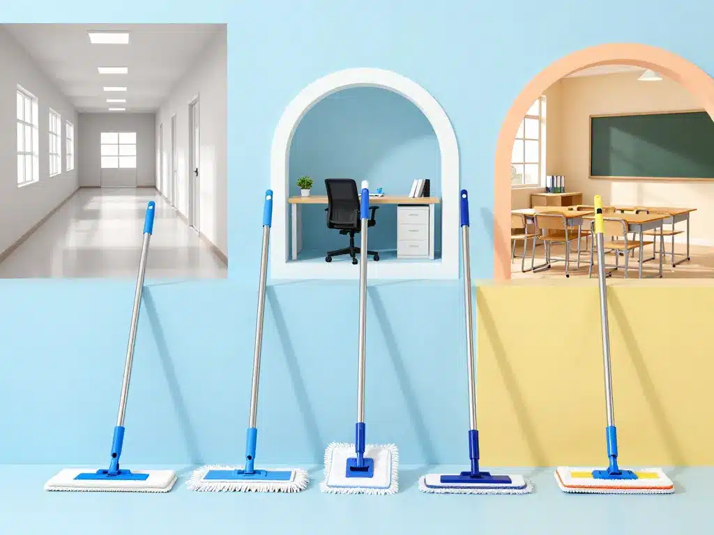 Scène produits balai professionnel microfibre selon usages