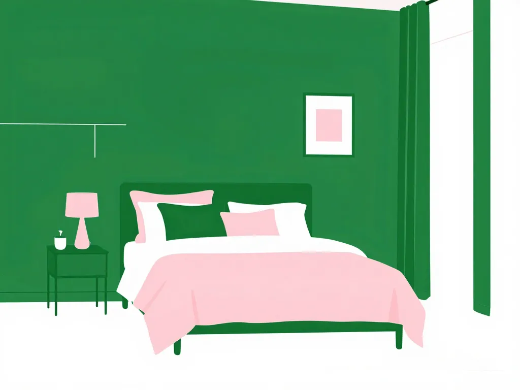 schéma déco chambre verte et rose équilibre couleurs