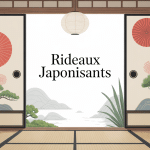 illustration rideaux japonisant salon épuré zen