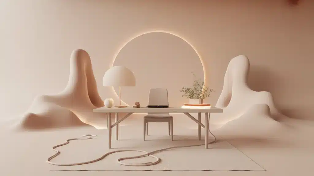 Décoration de bureau zen avec plantes dépolluantes et bureau apaisant