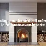 Habillage moderne de cheminée avec insert, rendu 3D
