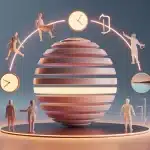 Illustration 3D : structurer sa journée en blocs pour équilibre travail et social