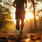 10 bienfaits de la course a pied, coureur en forêt au coucher du soleil