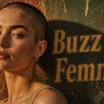 buzz cut femme gros plan