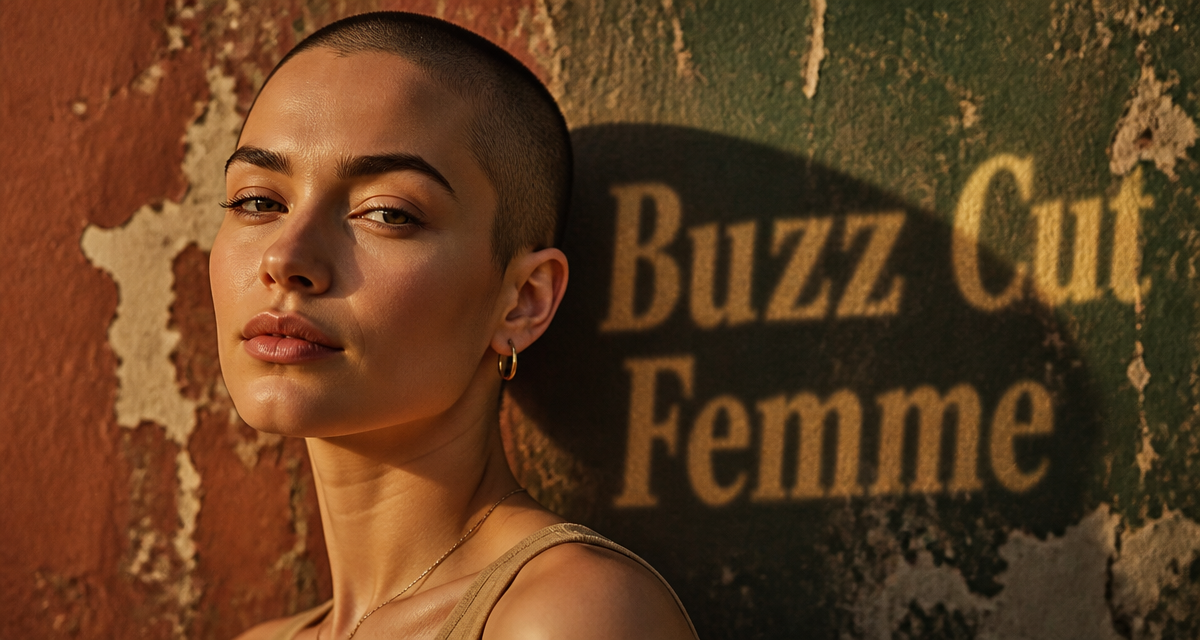 buzz cut femme gros plan