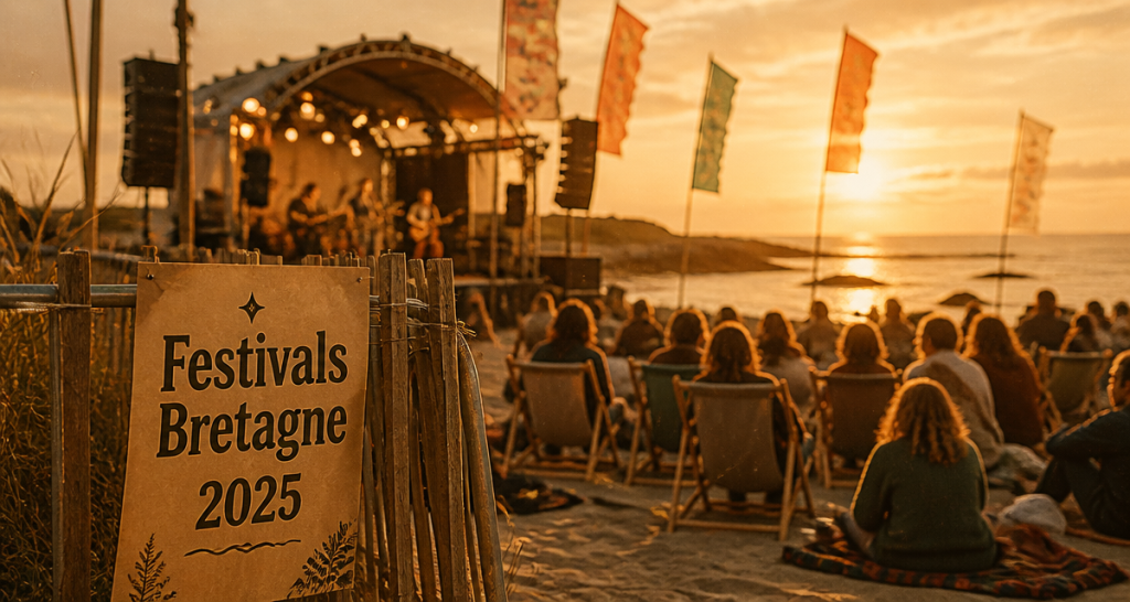 Festivals Bretagne 2025 sur la plage au coucher de soleil
