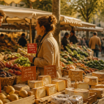 marché à paris le dimanche étal fruits légumes ambiance