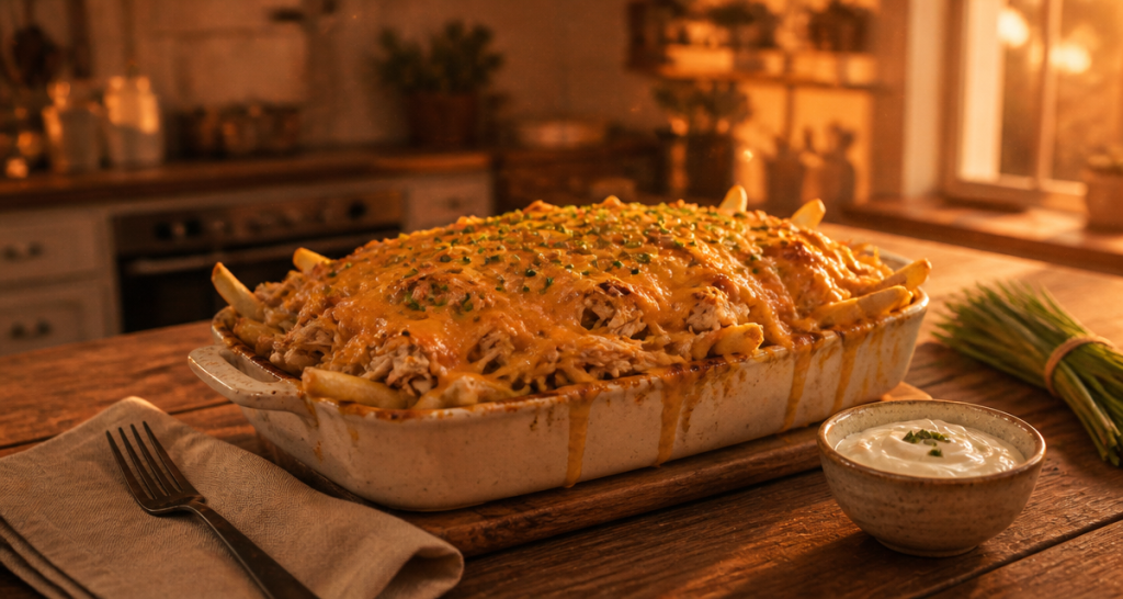 que faire avec des frite gratinées poulet cheddar