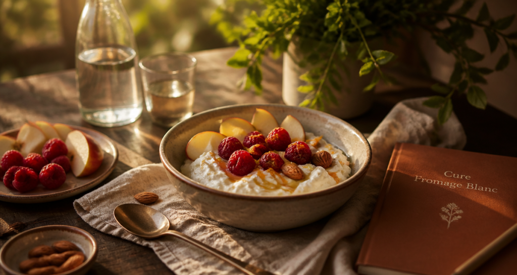 regime au fromage blanc bol fromage blanc fruits amandes