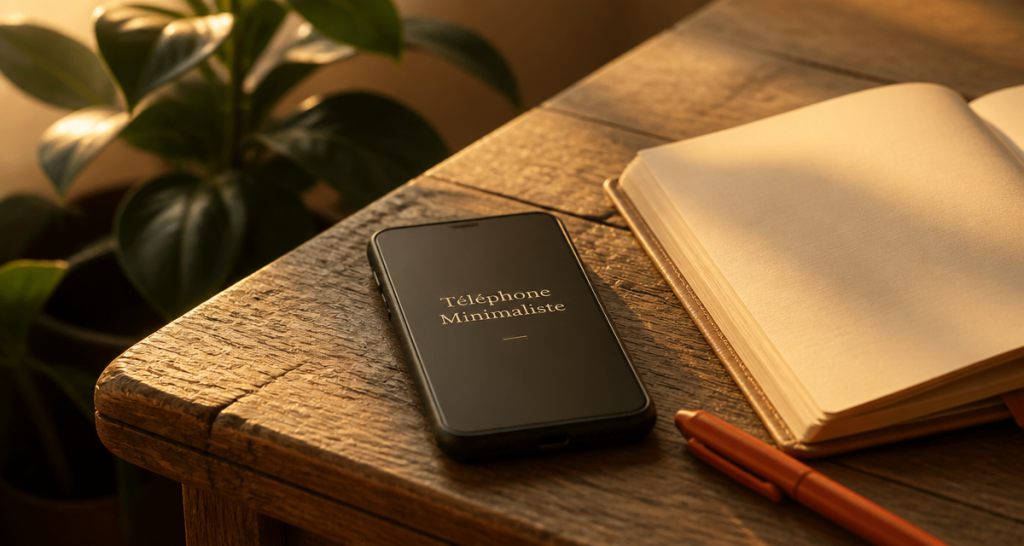 telephone minimaliste design epure sur table