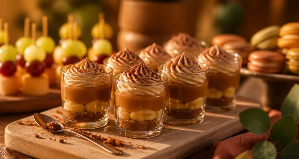 Dessert apéro dinatoire : mini verrines banoffee au caramel