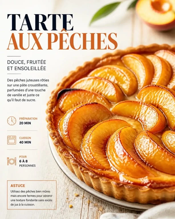 Tarte aux pêches maison dorée et juteuse pour un dessert estival gourmand