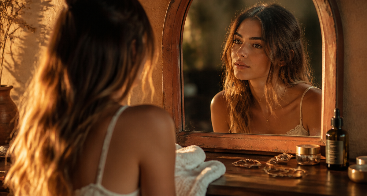 quelle couleur de cheveux femme miroir