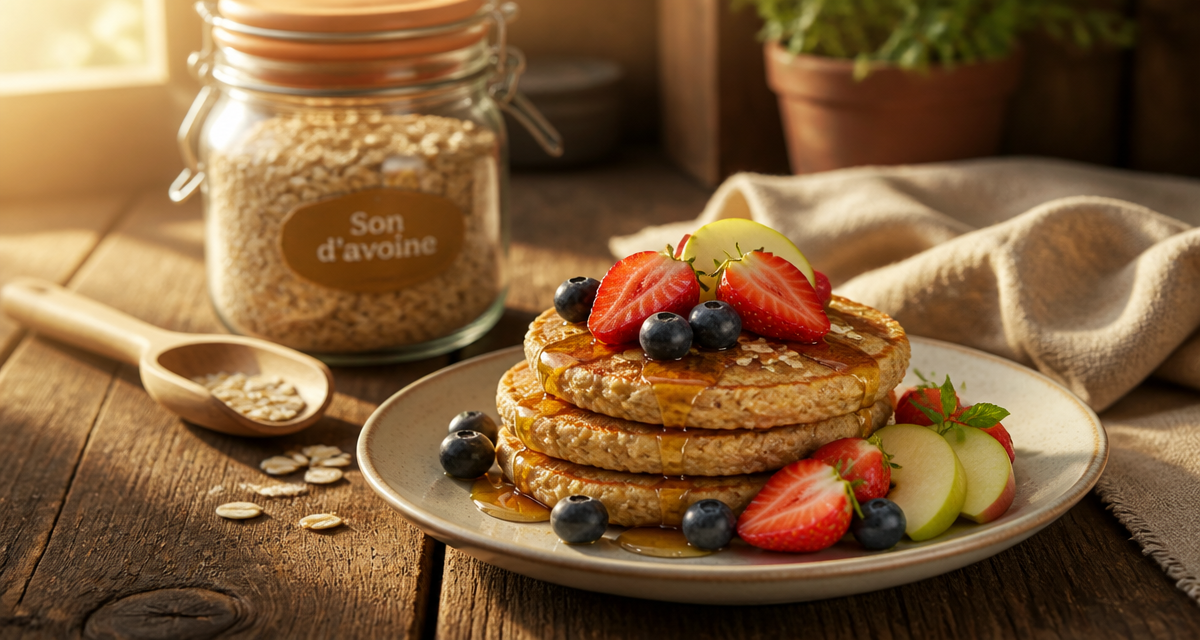 Son d'avoine recette pancakes fruits