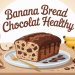 Illustration d'un banane bread chocolat healthy avec ingrédients sains
